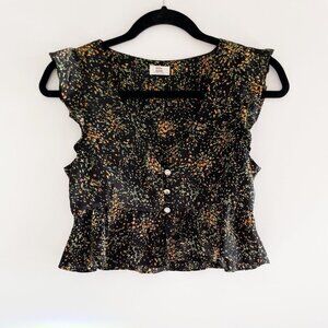 Aritzia Black and Orange Blouse